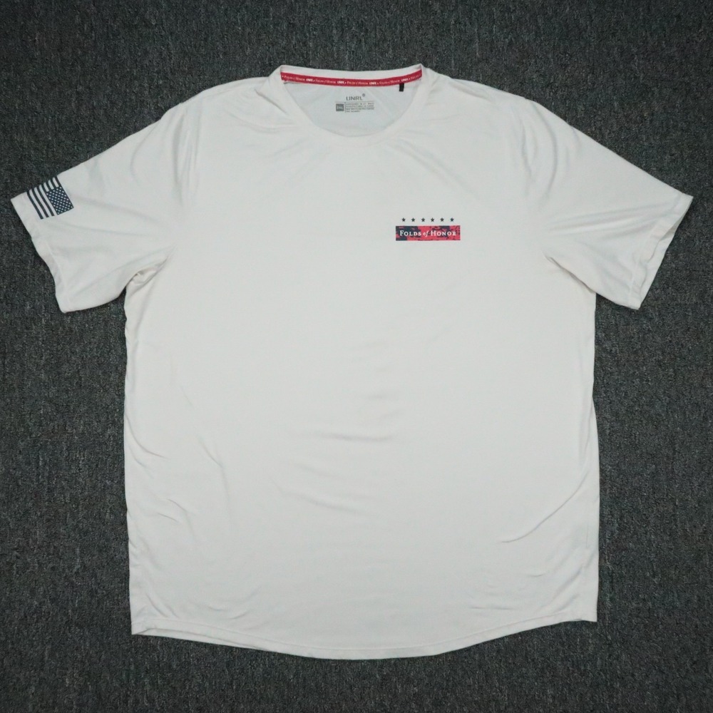 UNRL Shirt Mens XXL White Folds of Honor Short Sleeve Crew Neck Athletic Stretch